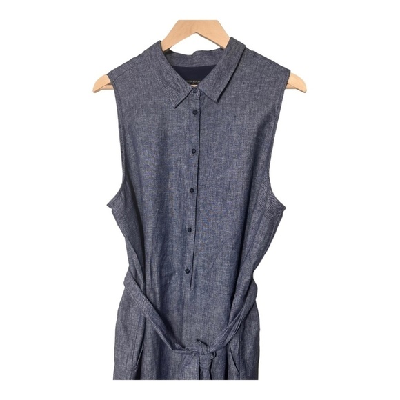 Banana Republic Factory Linen blend Sleeveless Button-Front Wide Leg Jumpsuit - Picture 11 of 12